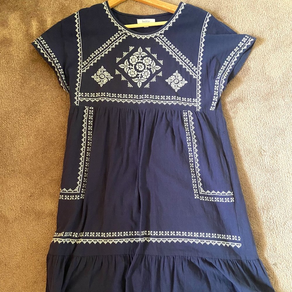 Size small, navy blue, midi dress from Called to Surf (boutique)